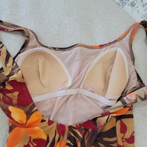 NEW SPEEDO Orange And Brown Floral One Piece Swimsuit Size 18 Vintage - Picture 10 of 13
